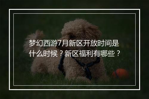 梦幻西游7月新区开放时间是什么时候？新区福利有哪些？
