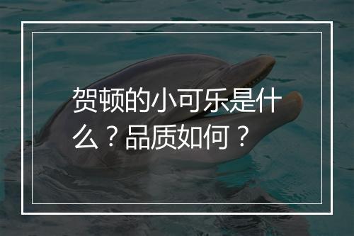 贺顿的小可乐是什么？品质如何？