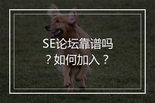 SE论坛靠谱吗？如何加入？