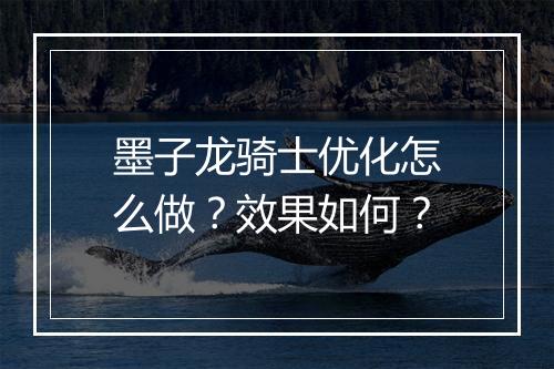 墨子龙骑士优化怎么做？效果如何？