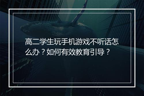 高二学生玩手机游戏不听话怎么办？如何有效教育引导？