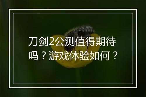 刀剑2公测值得期待吗？游戏体验如何？