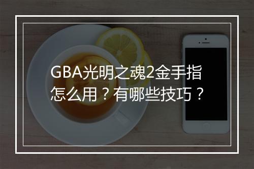 GBA光明之魂2金手指怎么用？有哪些技巧？