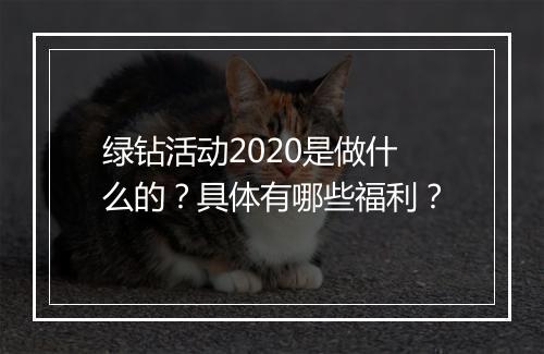 绿钻活动2020是做什么的？具体有哪些福利？