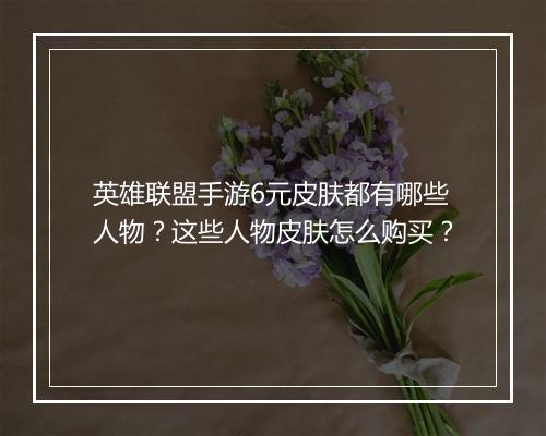 英雄联盟手游6元皮肤都有哪些人物？这些人物皮肤怎么购买？