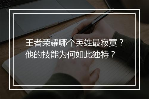 王者荣耀哪个英雄最寂寞？他的技能为何如此独特？