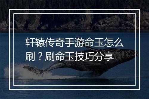 轩辕传奇手游命玉怎么刷？刷命玉技巧分享