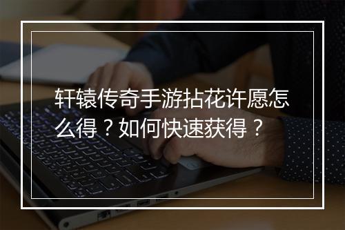 轩辕传奇手游拈花许愿怎么得？如何快速获得？