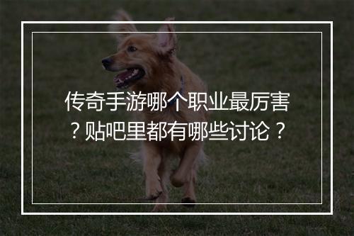传奇手游哪个职业最厉害？贴吧里都有哪些讨论？