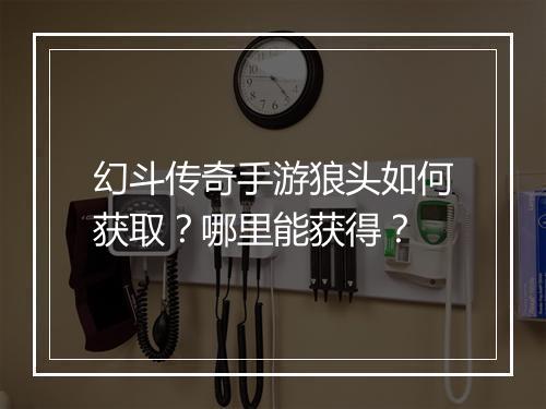幻斗传奇手游狼头如何获取？哪里能获得？