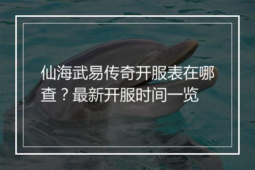 仙海武易传奇开服表在哪查？最新开服时间一览