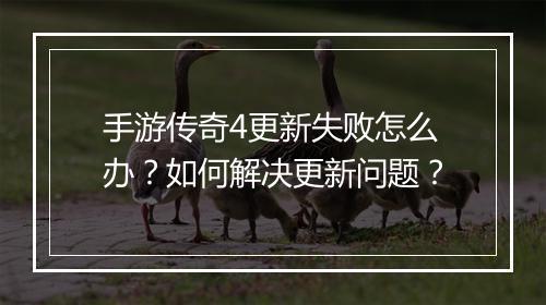 手游传奇4更新失败怎么办？如何解决更新问题？