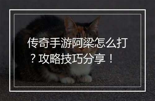 传奇手游阿梁怎么打？攻略技巧分享！