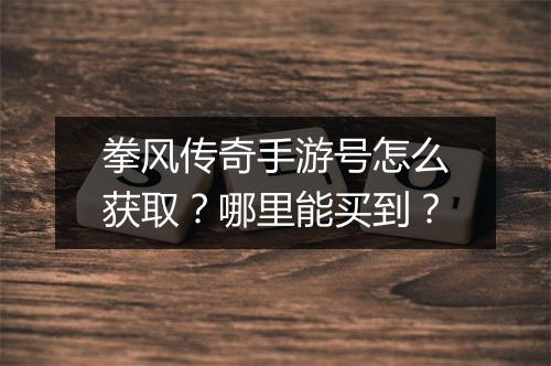 拳风传奇手游号怎么获取？哪里能买到？