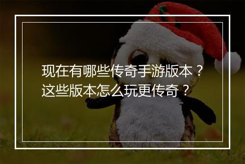 现在有哪些传奇手游版本？这些版本怎么玩更传奇？