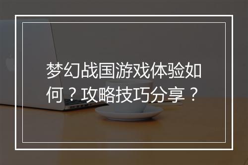 梦幻战国游戏体验如何？攻略技巧分享？