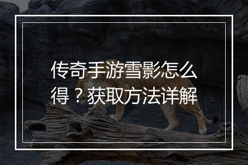 传奇手游雪影怎么得？获取方法详解