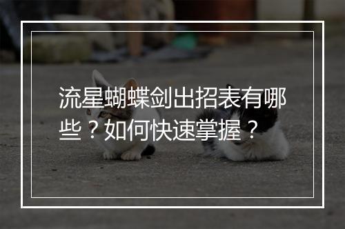 流星蝴蝶剑出招表有哪些？如何快速掌握？