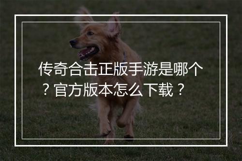 传奇合击正版手游是哪个？官方版本怎么下载？