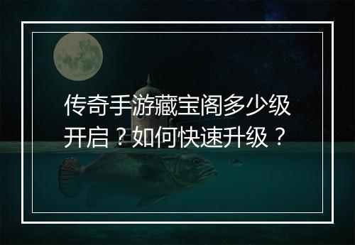 传奇手游藏宝阁多少级开启？如何快速升级？