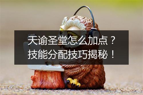 天谕圣堂怎么加点？技能分配技巧揭秘！