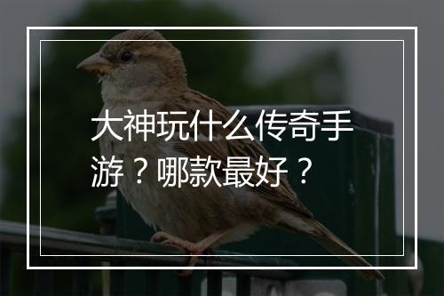大神玩什么传奇手游？哪款最好？