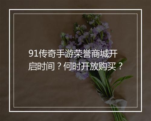 91传奇手游荣誉商城开启时间？何时开放购买？