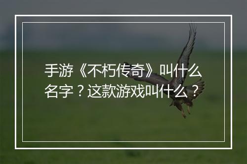 手游《不朽传奇》叫什么名字?这款游戏叫什么?