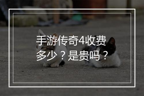 手游传奇4收费多少？是贵吗？