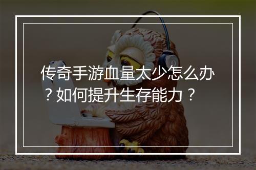 传奇手游血量太少怎么办？如何提升生存能力？