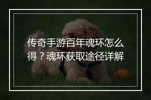 传奇手游百年魂环怎么得？魂环获取途径详解