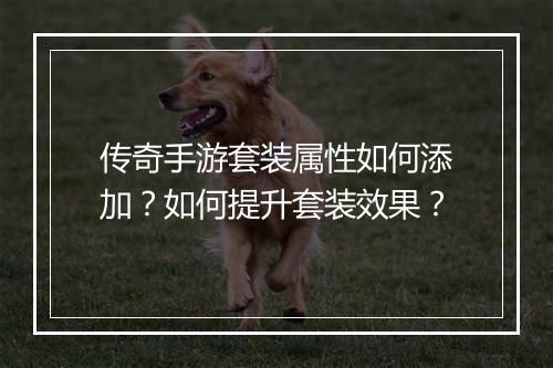 传奇手游套装属性如何添加？如何提升套装效果？