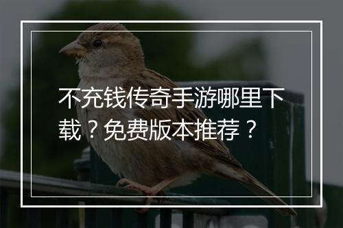 不充钱传奇手游哪里下载？免费版本推荐？