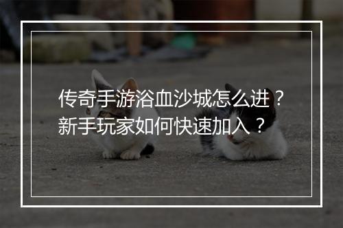 传奇手游浴血沙城怎么进？新手玩家如何快速加入？