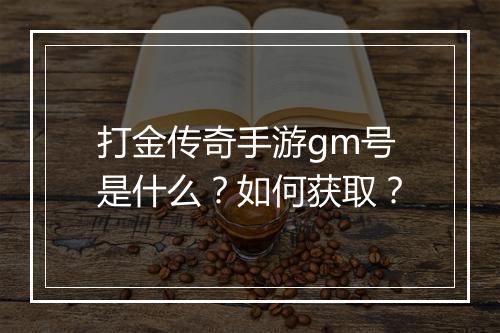打金传奇手游gm号是什么？如何获取？