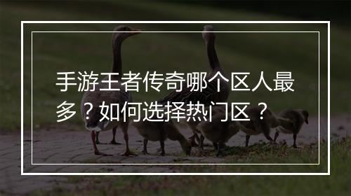 手游王者传奇哪个区人最多？如何选择热门区？