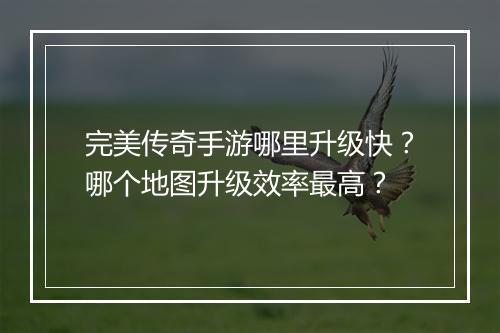 完美传奇手游哪里升级快？哪个地图升级效率最高？