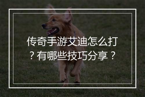 传奇手游艾迪怎么打？有哪些技巧分享？