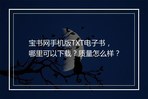 宝书网手机版TXT电子书，哪里可以下载？质量怎么样？