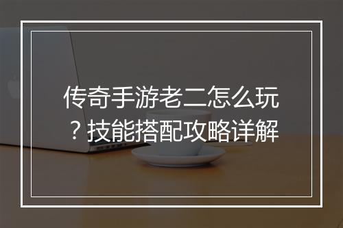 传奇手游老二怎么玩？技能搭配攻略详解