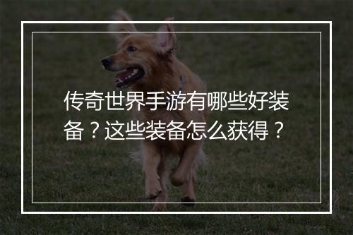 传奇世界手游有哪些好装备？这些装备怎么获得？