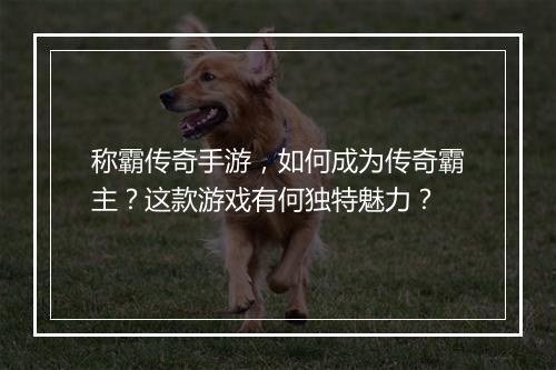 称霸传奇手游，如何成为传奇霸主？这款游戏有何独特魅力？