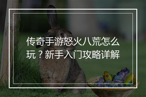 传奇手游怒火八荒怎么玩？新手入门攻略详解