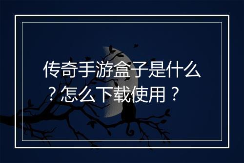 传奇手游盒子是什么？怎么下载使用？