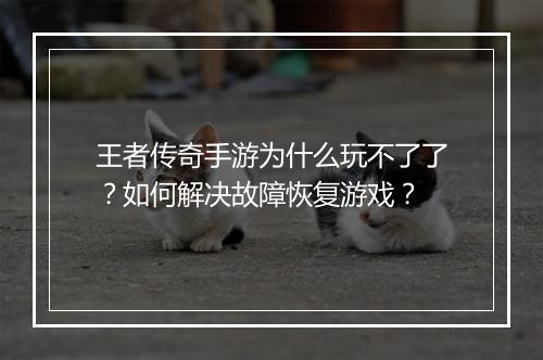 王者传奇手游为什么玩不了了？如何解决故障恢复游戏？