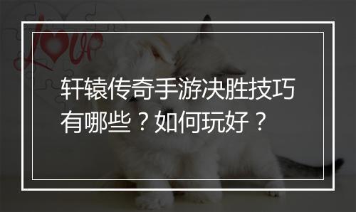 轩辕传奇手游决胜技巧有哪些？如何玩好？
