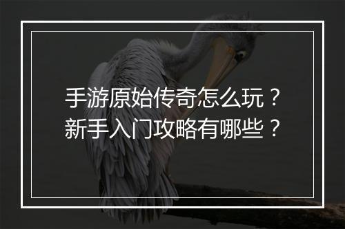 手游原始传奇怎么玩？新手入门攻略有哪些？