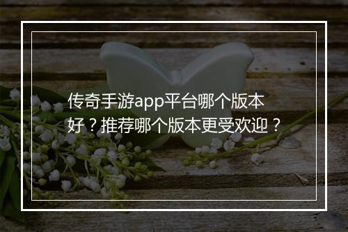 传奇手游app平台哪个版本好？推荐哪个版本更受欢迎？