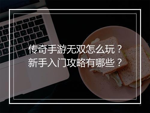 传奇手游无双怎么玩？新手入门攻略有哪些？