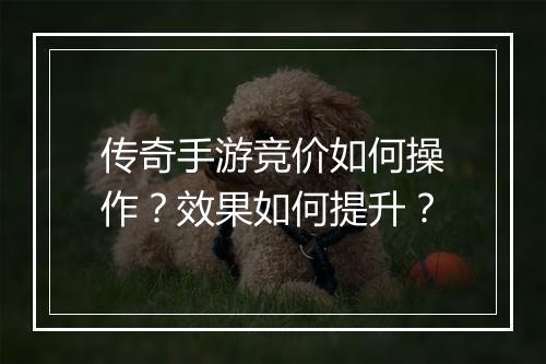 传奇手游竞价如何操作？效果如何提升？